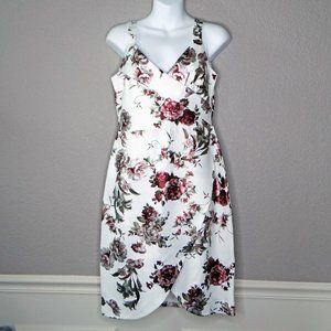 bebe Woman's Floral Faux Wrap dress size 6 Ivory/ Multi colored NEW